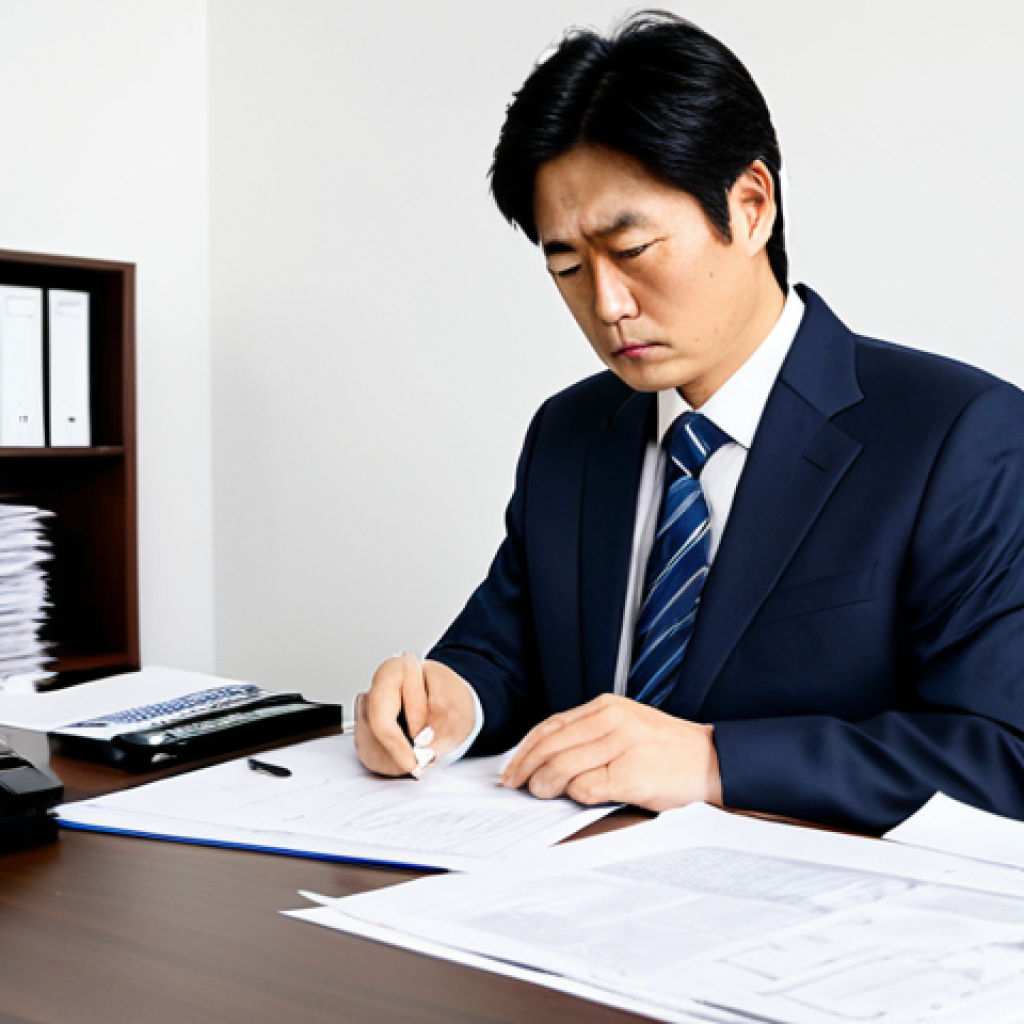 짱구 아빠의 개그 포인트 - Hiroshi at Work**
"A fully clothed, professional-looking businessman, Hiroshi Nohara, in a modest b...