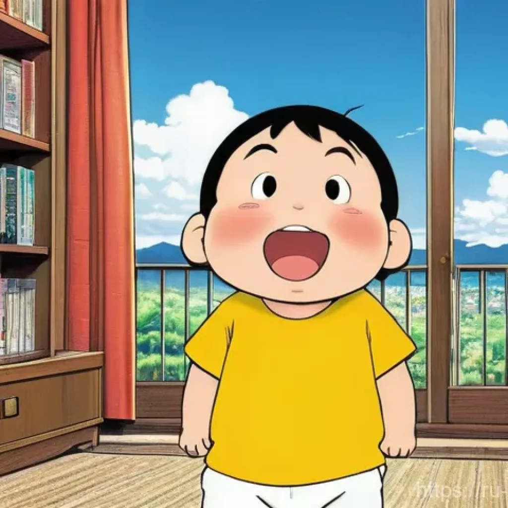 짱구 원작 만화와 애니메이션 차이 - **Original Manga Style - Bold and Provocative Humor:**
"A mischievous 5-year-old Shin-chan, wear...